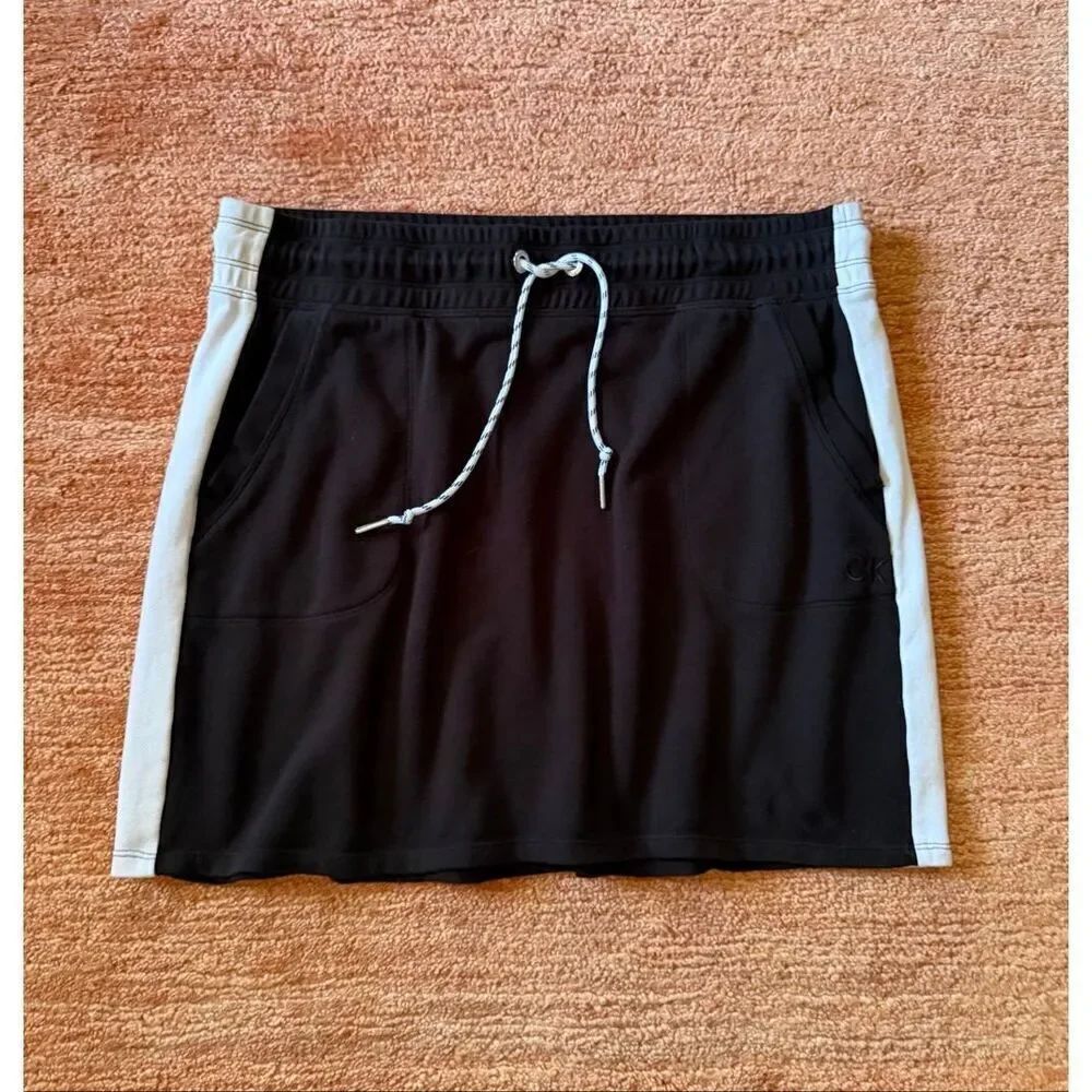 Calvin Klein White Side Stripe Drawstring Waist Athletic Women's Skirt Women’s X